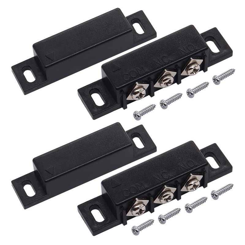 weideer 2pcs MC-31B Magnetic Reed Switch Wired Surface Mount Normally Open Closed NC NO Door Contact Sensor Alarm Magnetic Door Switch Black - Image 1